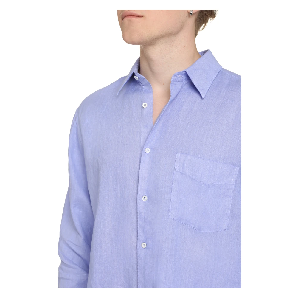Aspesi Linnen Casual Overhemd Blue Heren