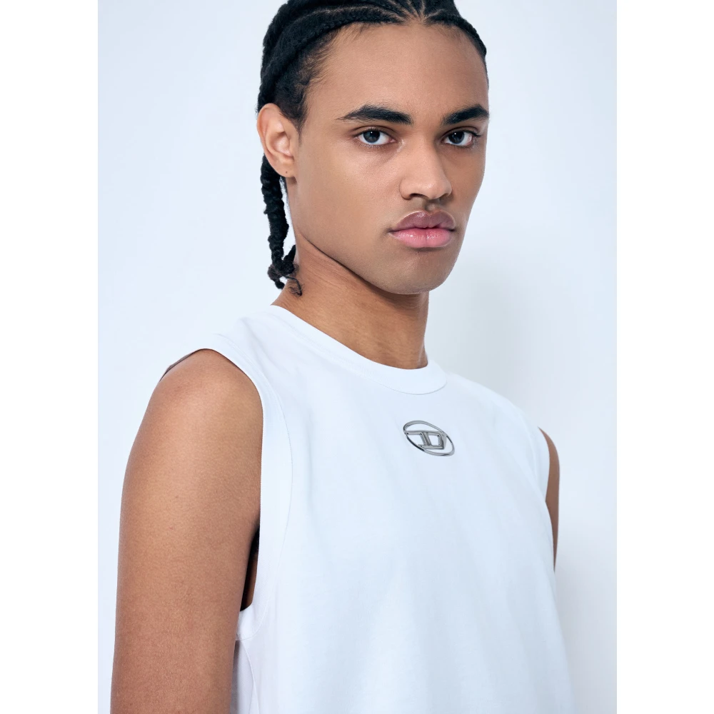 Diesel Logo Plaque Tank Top White Heren