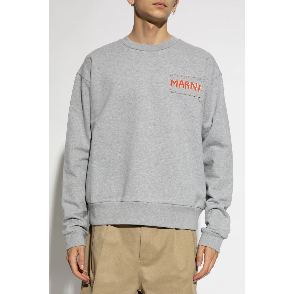 Marni Sweatshirt met logo Gray Heren