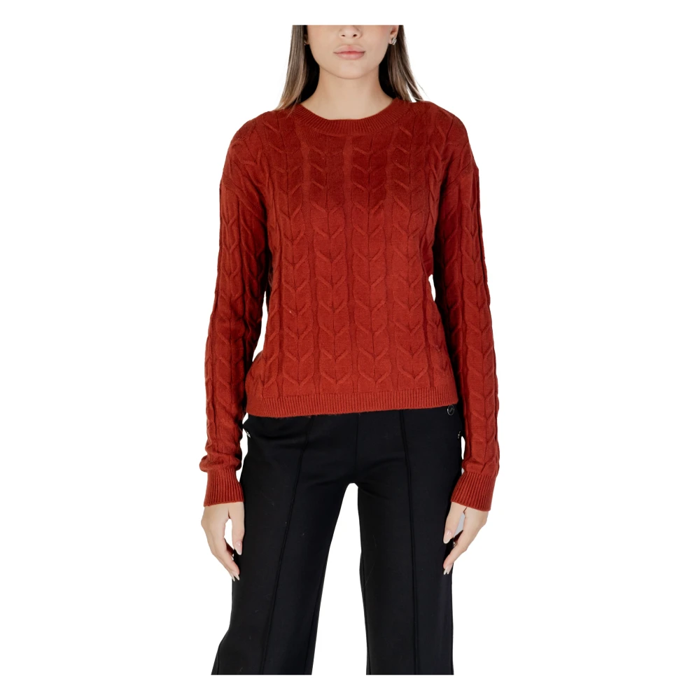 VERO MODA Bordeaux Button-Up Stickad tröja Red, Dam