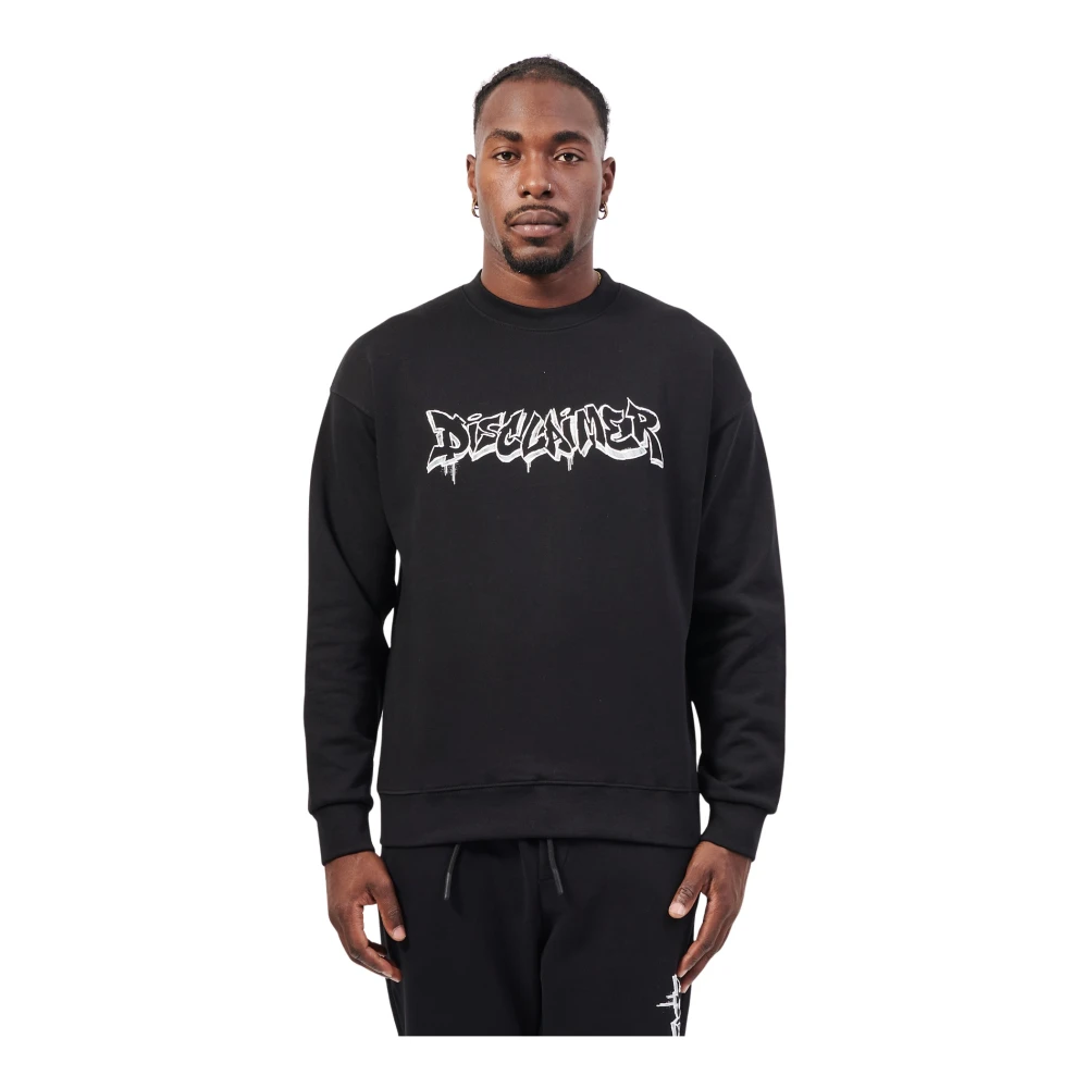 Disclaimer Zwarte Crewneck Lange Mouw Logo Sweatshirt Black Heren