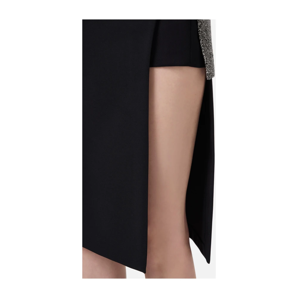 Elisabetta Franchi Zwarte Midi Rok Stretch Crêpe Black Dames
