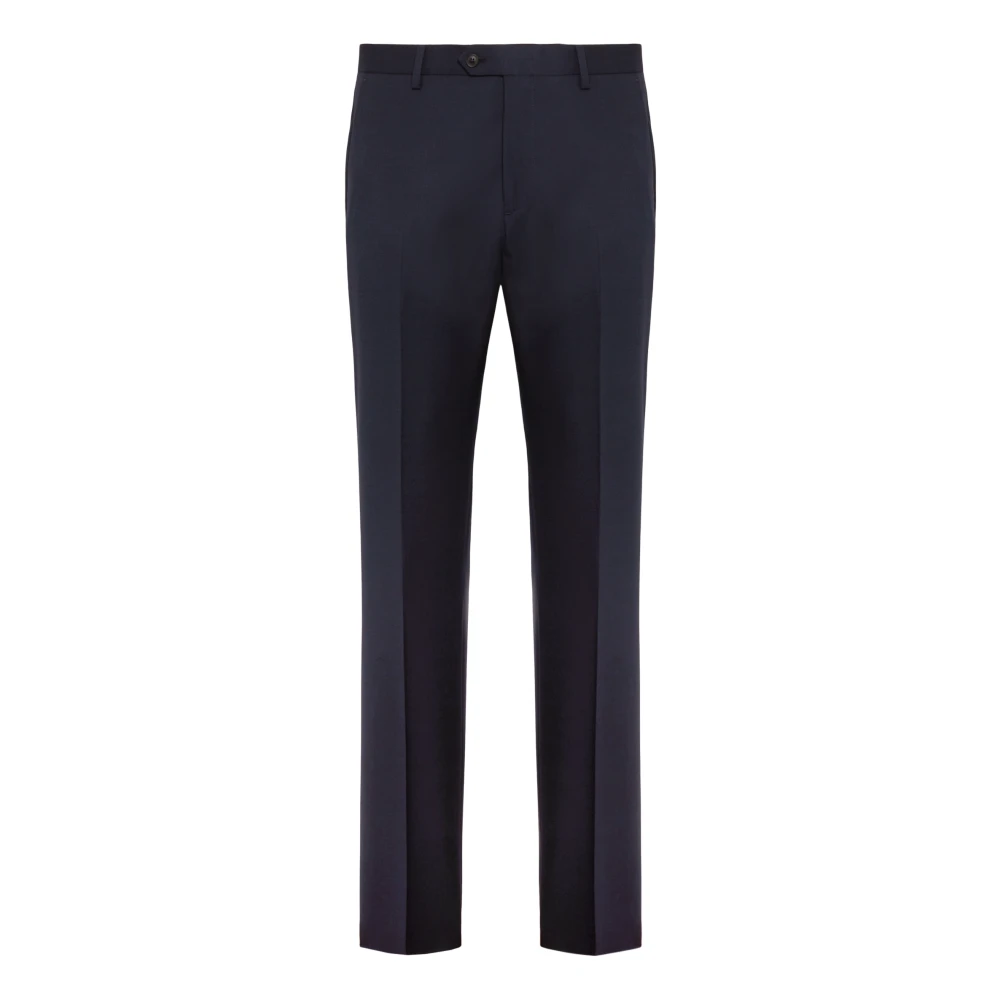 Boggi Milano Mannelijk Blauw Micro Patterned Stretch Wollen Broek