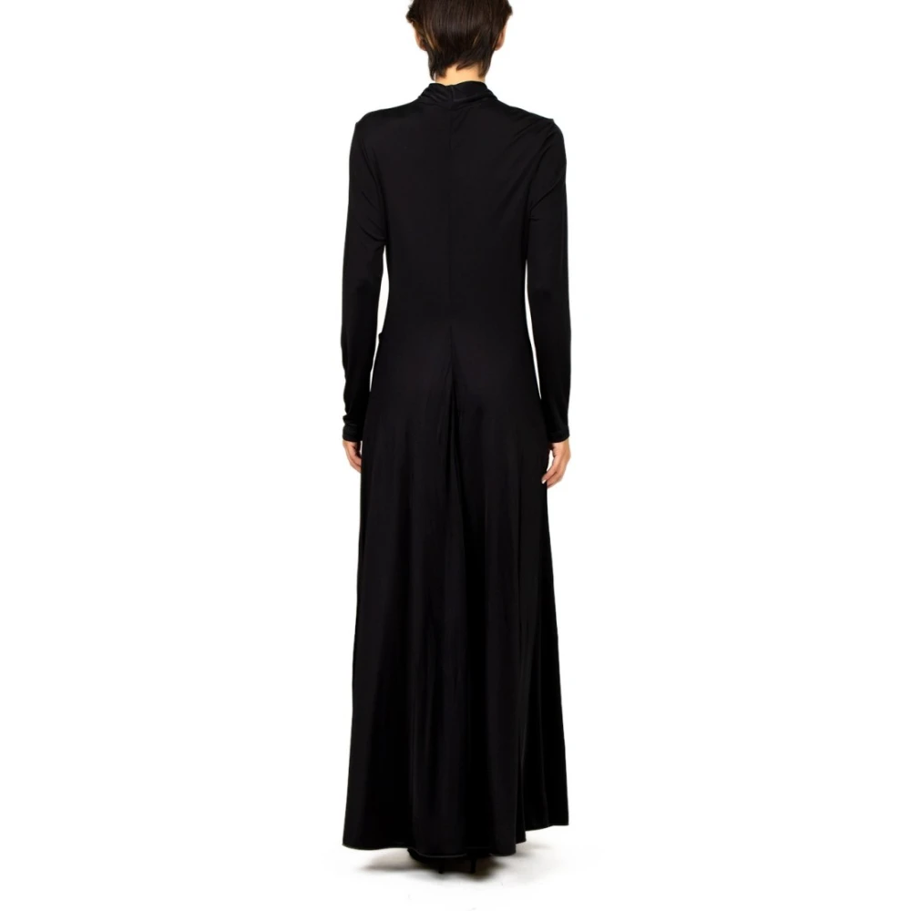 Erika Cavallini Zwarte Zijden Jersey Lange Jurk Black Dames