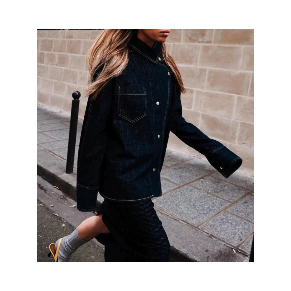 Margaux Lonnberg Blauwe Denim Oversized Overhemdjasje Blue Dames