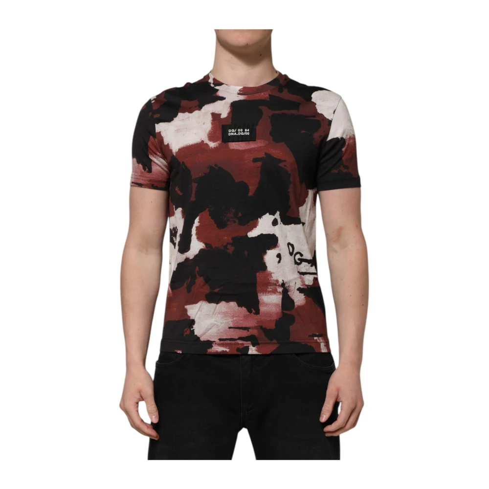 Dolce & Gabbana Homme Multicolor Tops, E, Taille: Xs T-Shirt En Coton Camouflage