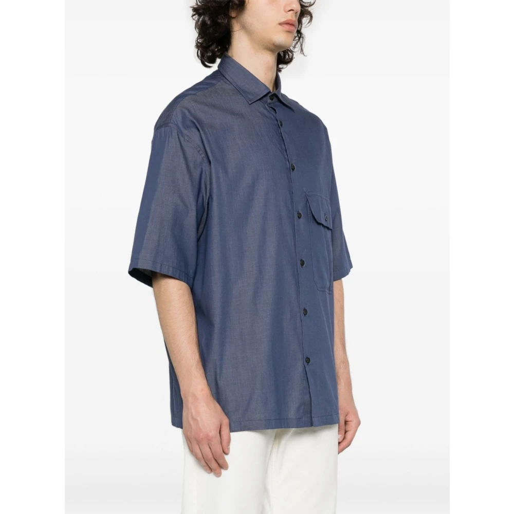 Emporio Armani Short Sleeve Shirts Blue Heren