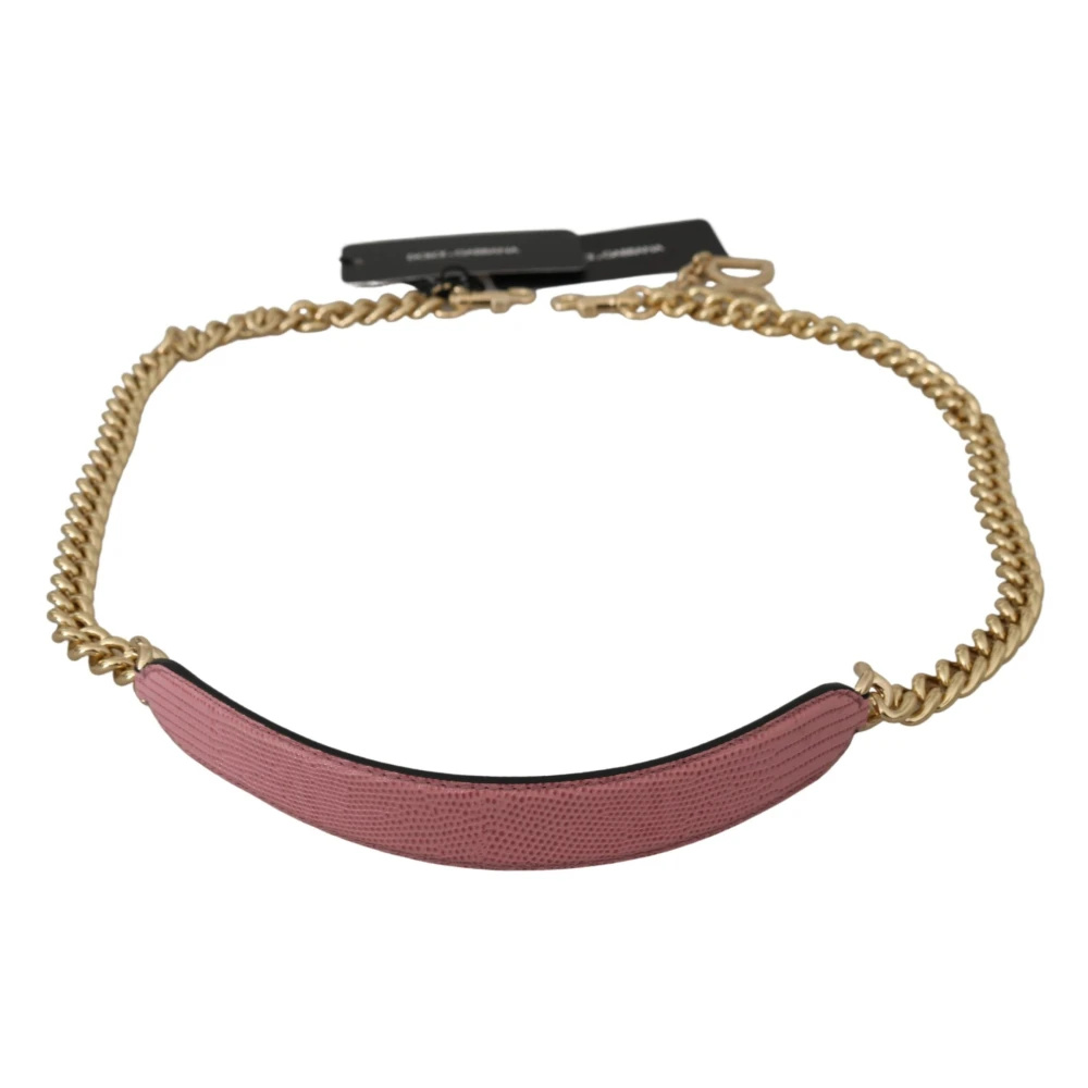 Dolce & Gabbana Unisex Roze Tassen One Size, Leer, Gouden Schouderriem Accessoire Met Ketting
