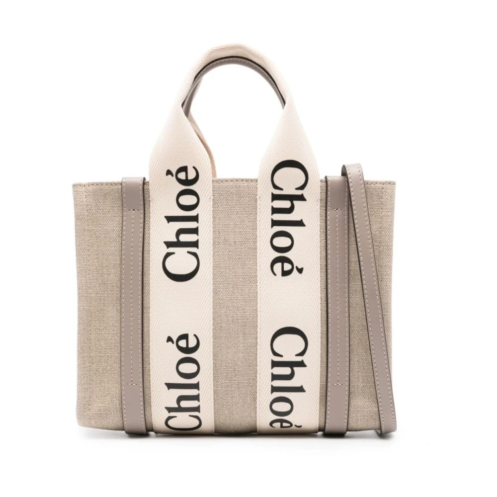 Chloé Grijze Linnen Canvas Leren Tas Gray Dames