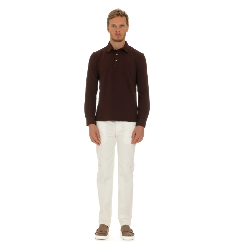 Ballantyne Katoenen polo met parelmoerknopen Brown Heren