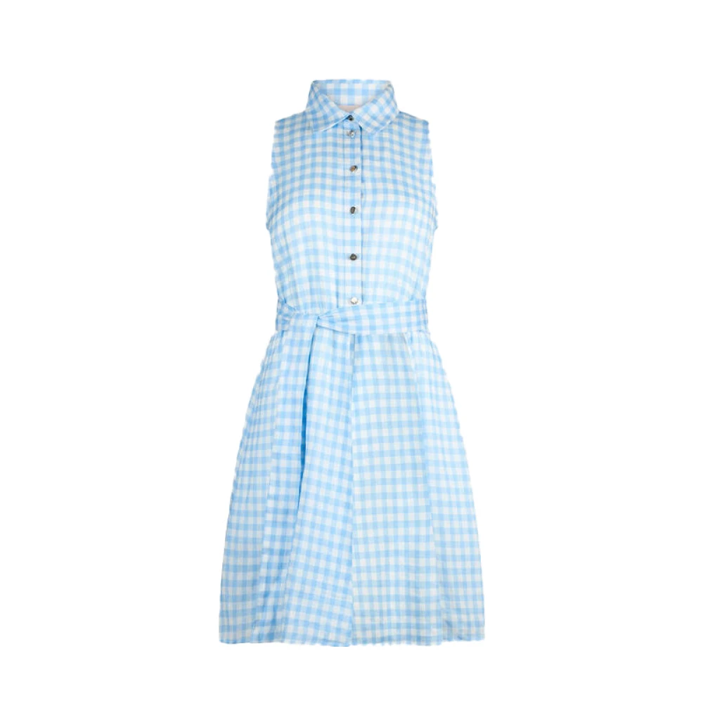 Liu Jo Vrouw Blauw Kleedjes Dames, L, Vichy Blousejurk Met Riem