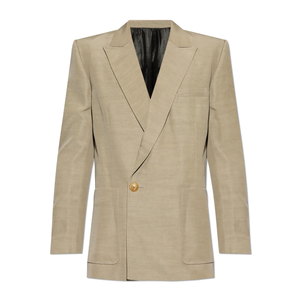 Balmain 1-knoops op maat gemaakte cupro jas Brown Heren