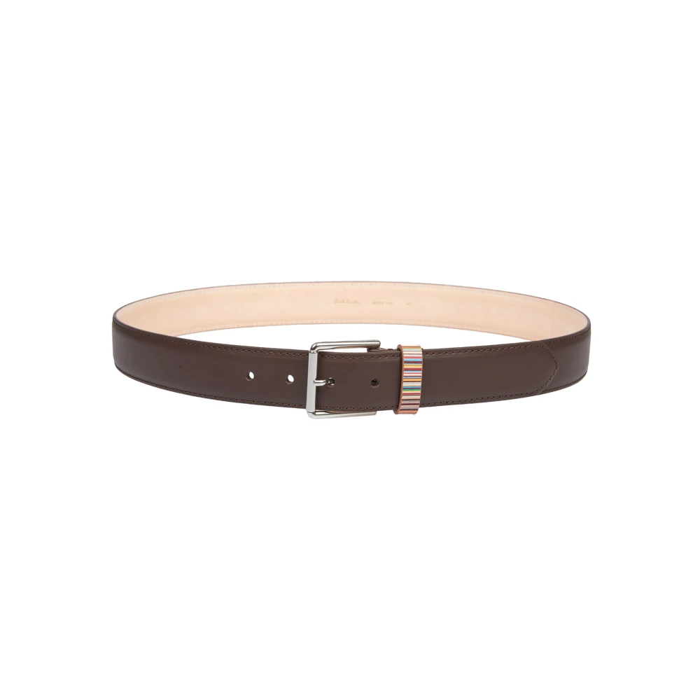PS By Paul Smith Luxe Bruine Leren Riem met Gestreepte Lus Brown Dames