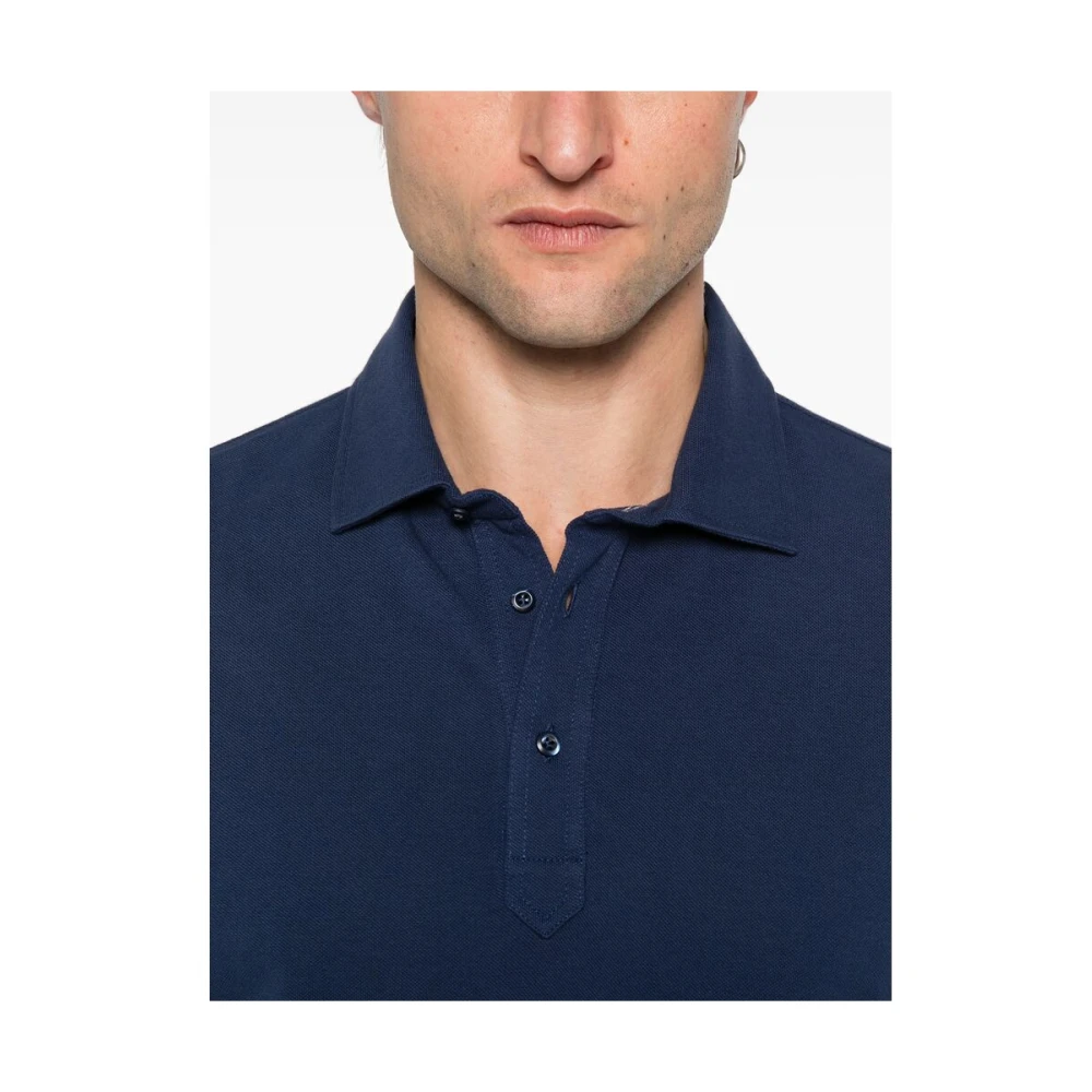BRUNELLO CUCINELLI Navy Blue Polo Sweater Blue Heren