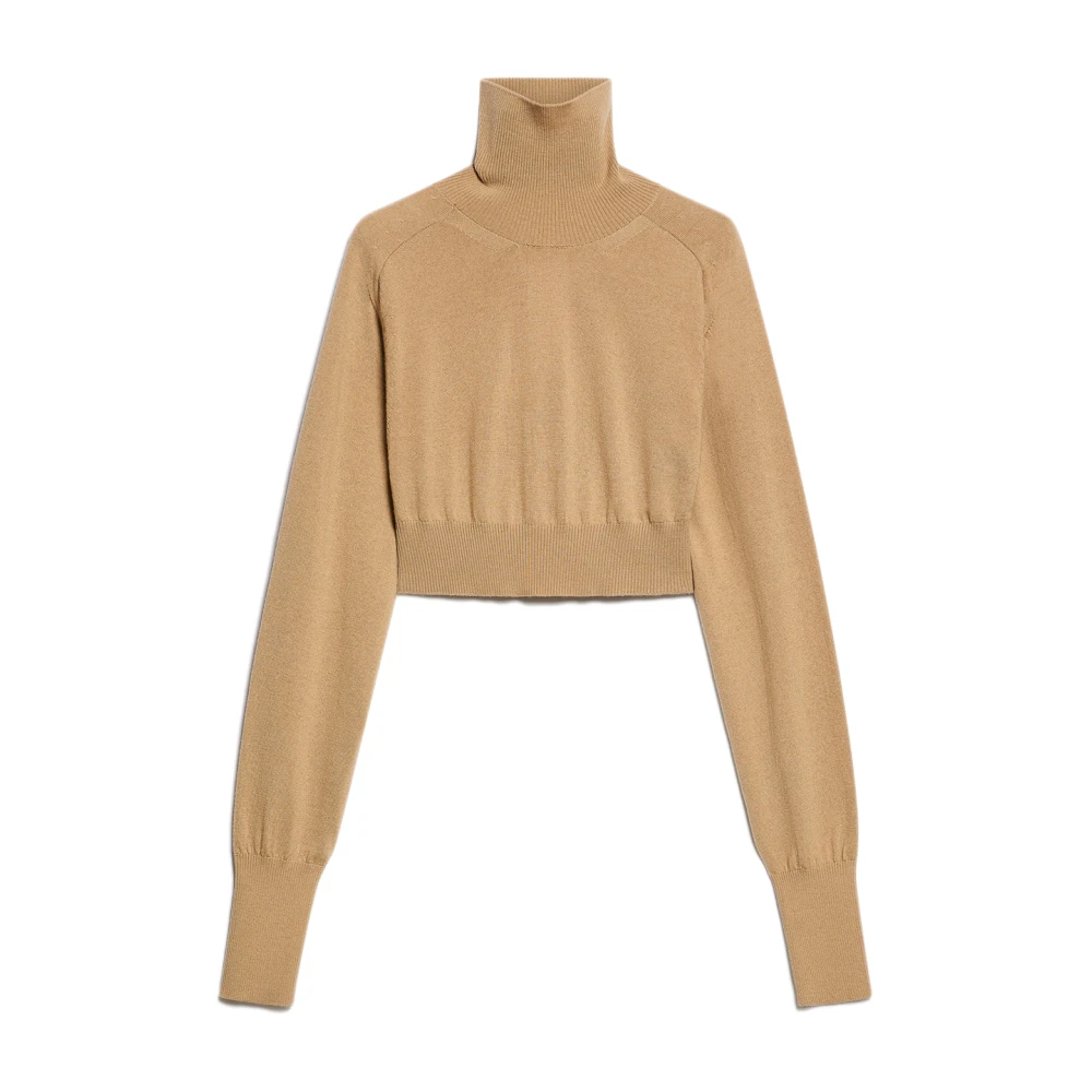 Sportmax Beige Ull Mock Neck Sweater Beige, Dam