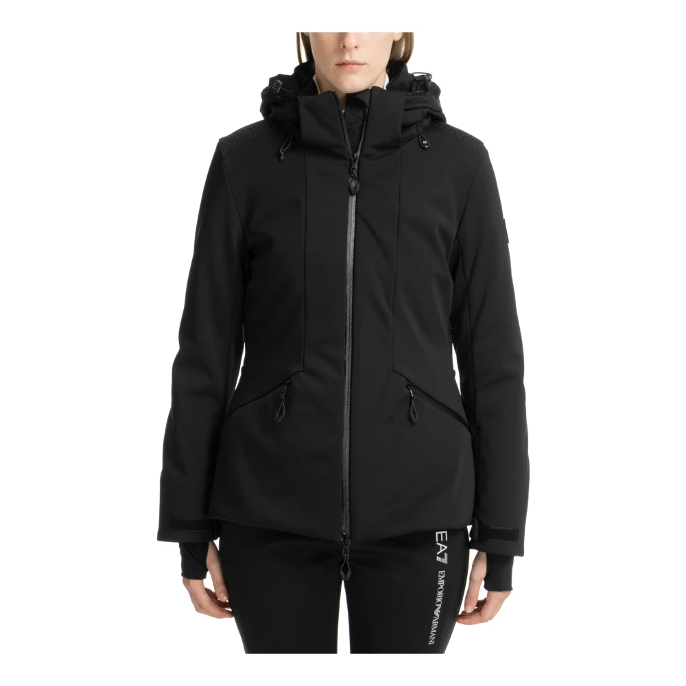 Emporio Armani EA7 7 Ski Jas met Capuchon en Logo Black Dames