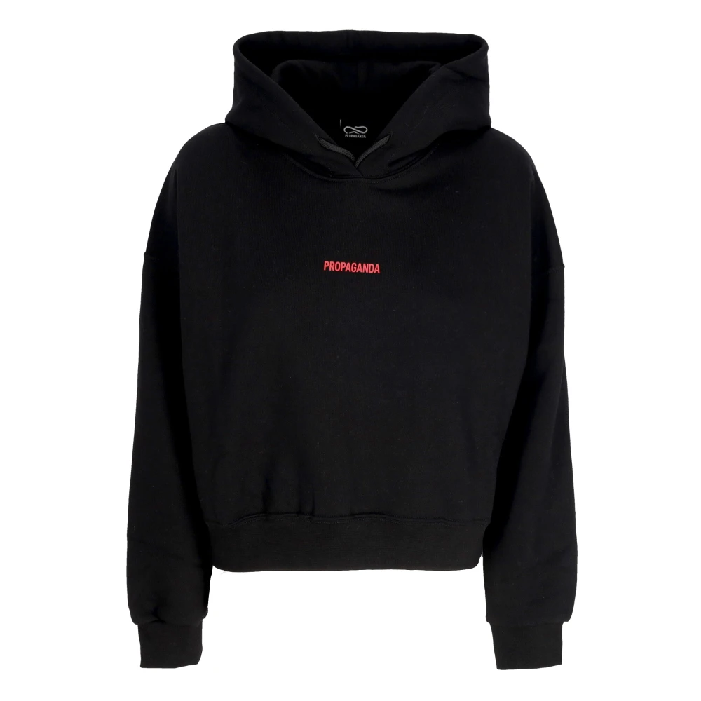 Propaganda Zwarte Croptop Hoodie met Ribbels Black Dames
