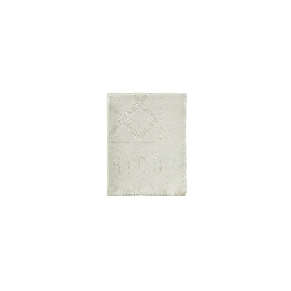 PESERICO Geometrisch patroon wol en modal sjaal White Unisex