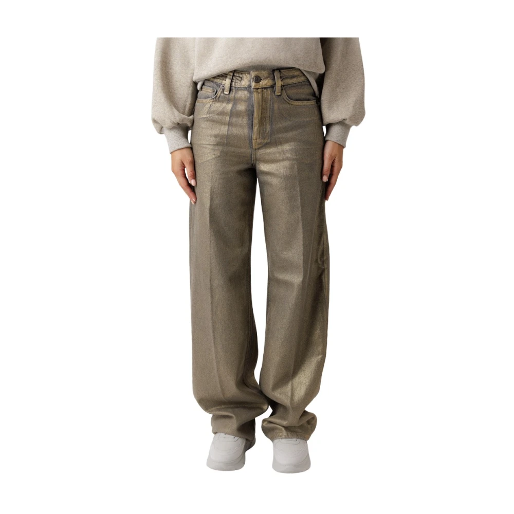 Drykorn Metallic Rond Model Jeans met Persvouwen Gray Dames