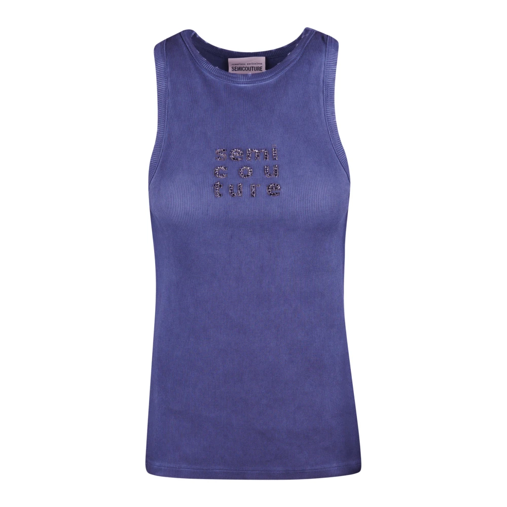 Semicouture Blue Rachel Tank Top - Female - Sleeveless Tops - M - Tops