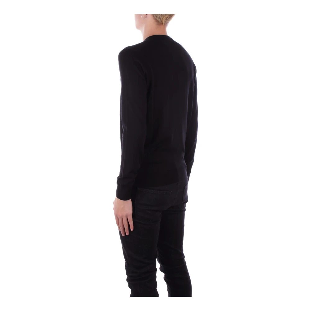 Alpha Studio Zwarte Sweater Model Regular Fit Black Heren