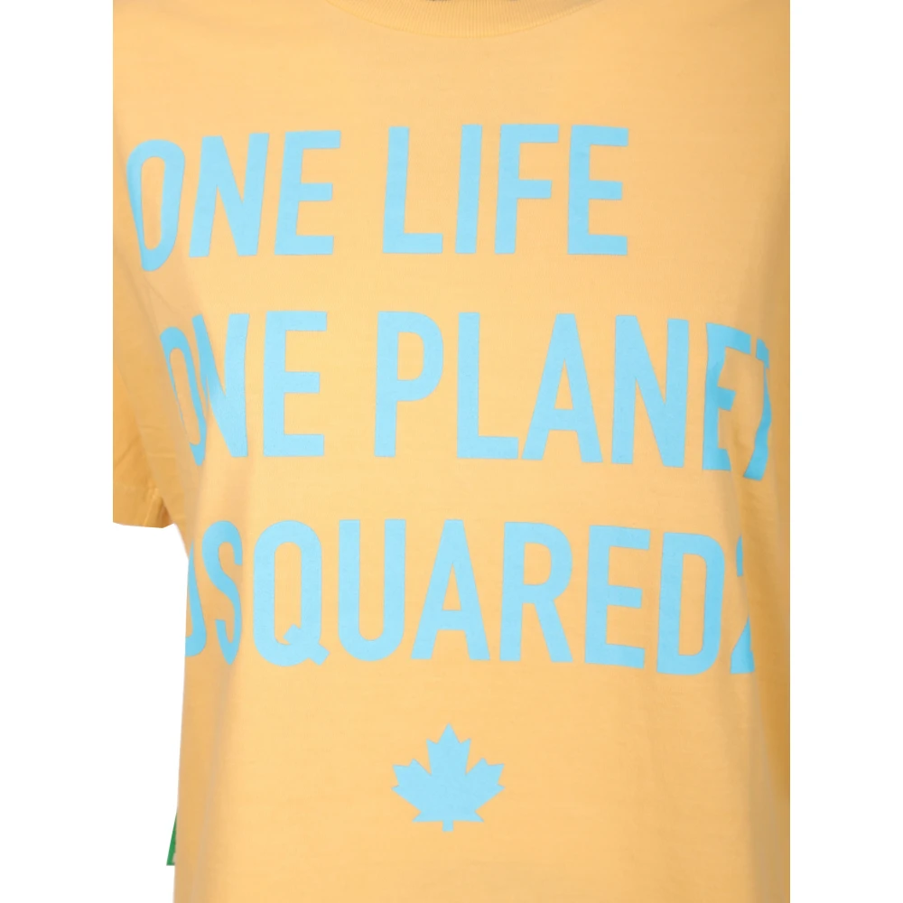 Dsquared2 Bedrukt T-shirt Regular Fit Yellow Dames