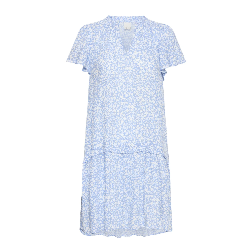 Ichi Blue Flower Aop Dress - Female - Midi Dresses - L - Dresses