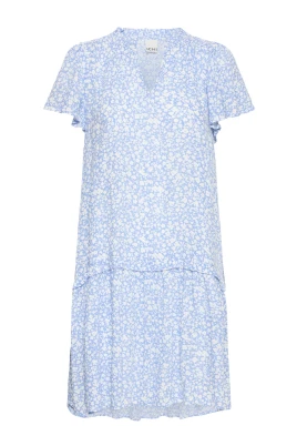 Blå Blomma Aop Klänning