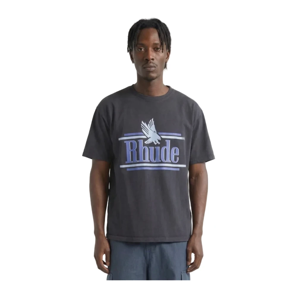 Rhude Mannelijk Grijs Tops Heren, Xl, Leer, Rossa Tee