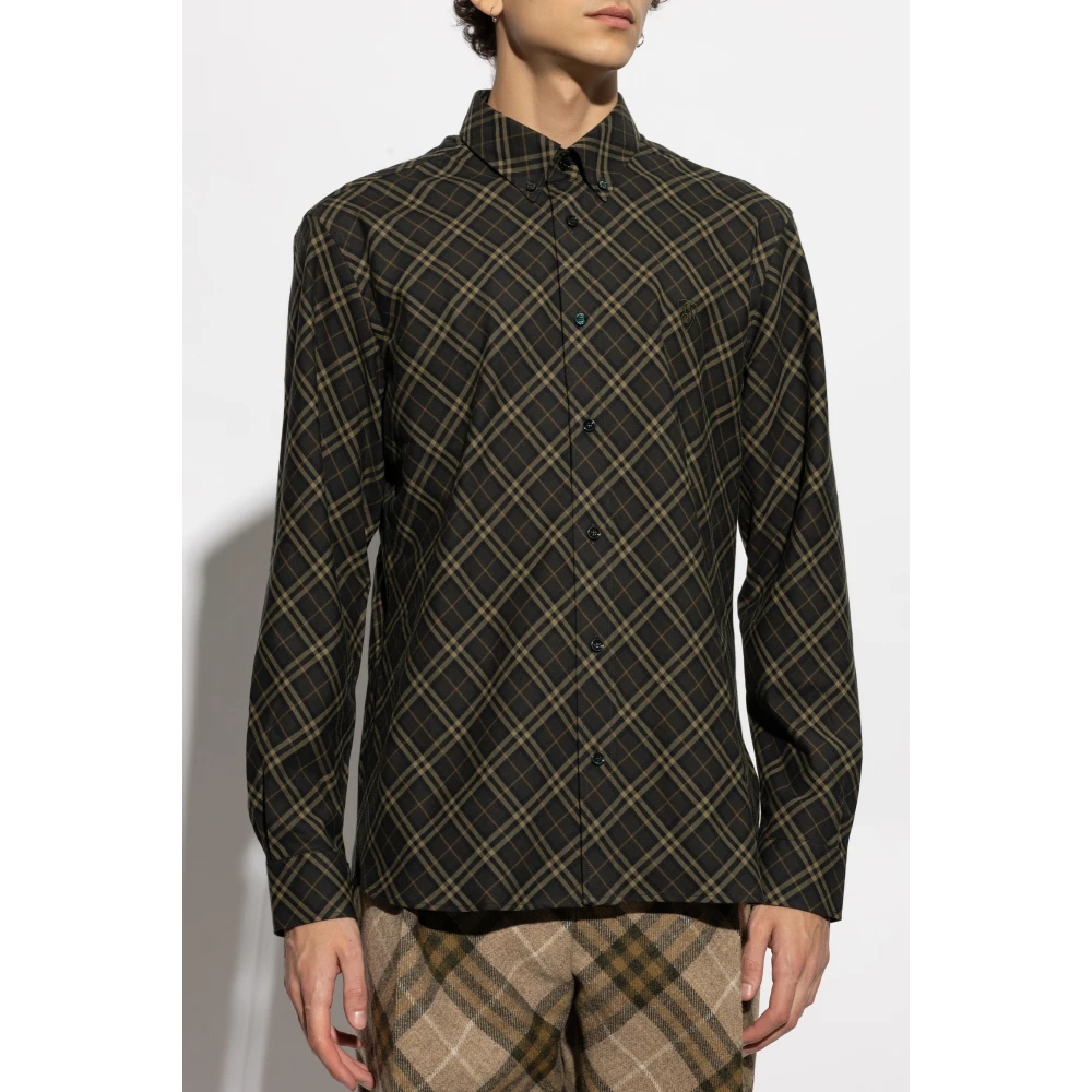 Burberry Geruite overhemd Green Heren