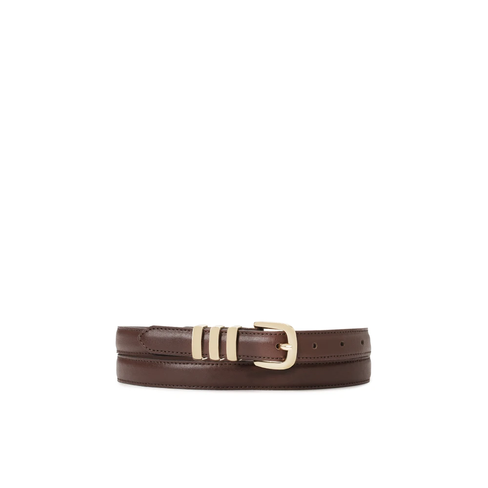 Kazar Smalle riem gemaakt van glad leer in donkerbruine kleur Brown Dames