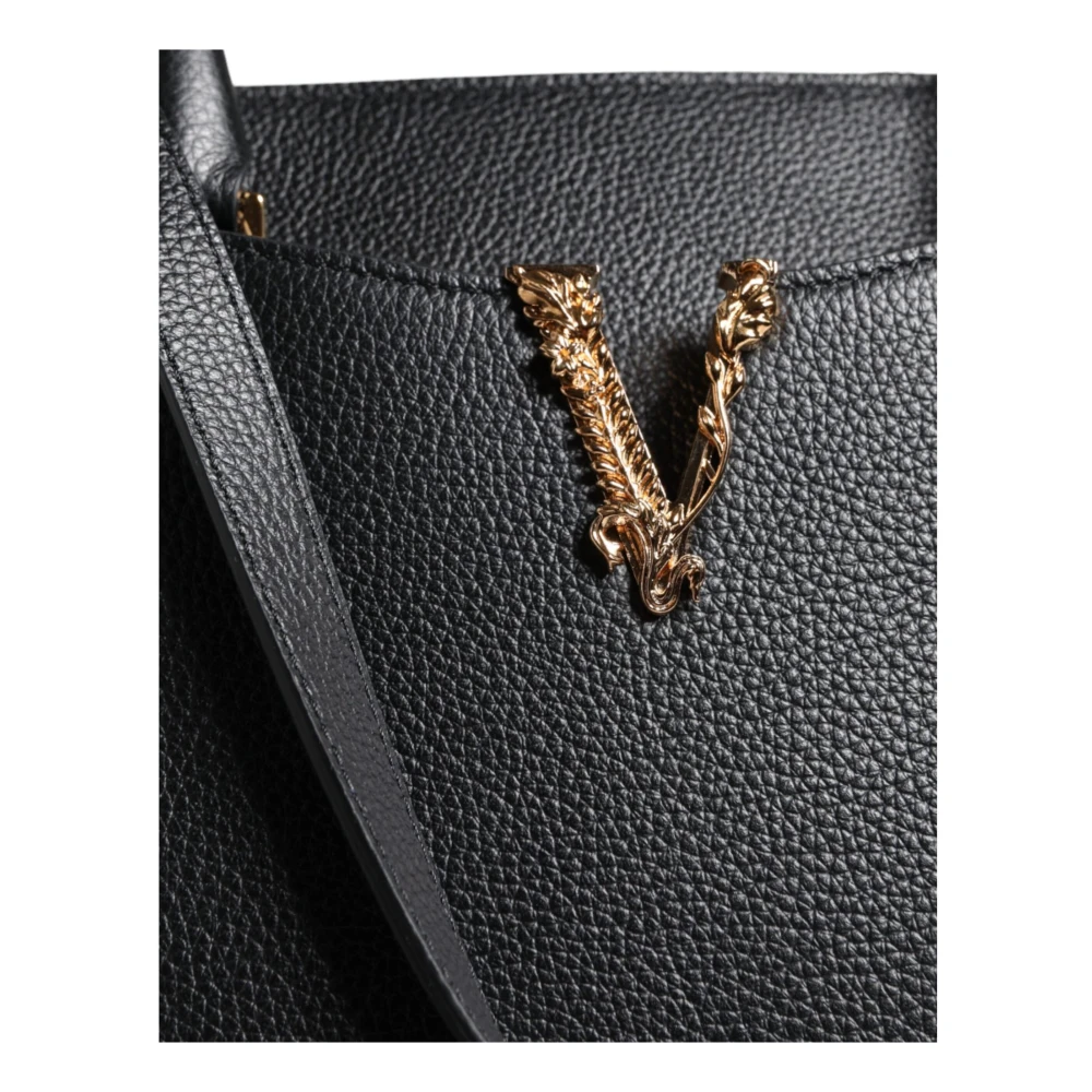 Versace Zwarte leren crossbodytas met verstelbare band Black Dames