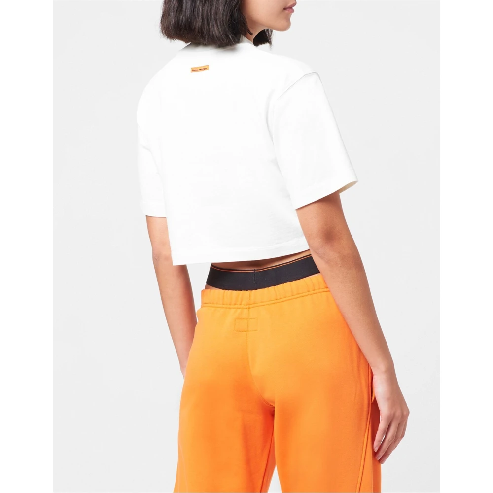 Heron Preston Logo Crop T-Shirt Wit Zwart 100% Katoen White Dames