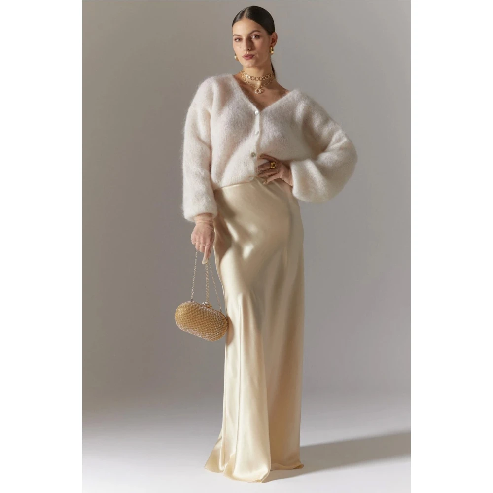 American Dreams Witte Cropped Cardigan Mohair Knoopsluiting White Dames