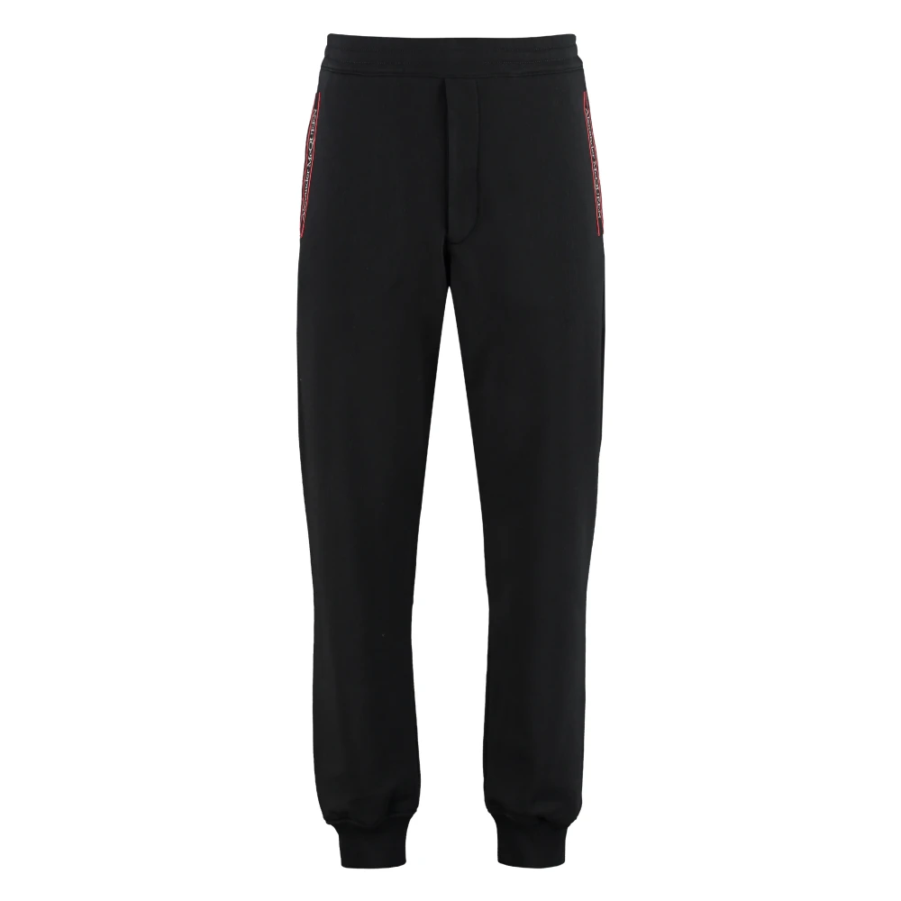 Alexander mcqueen Katoenen trainingsbroek met elastische manchetten Black Heren