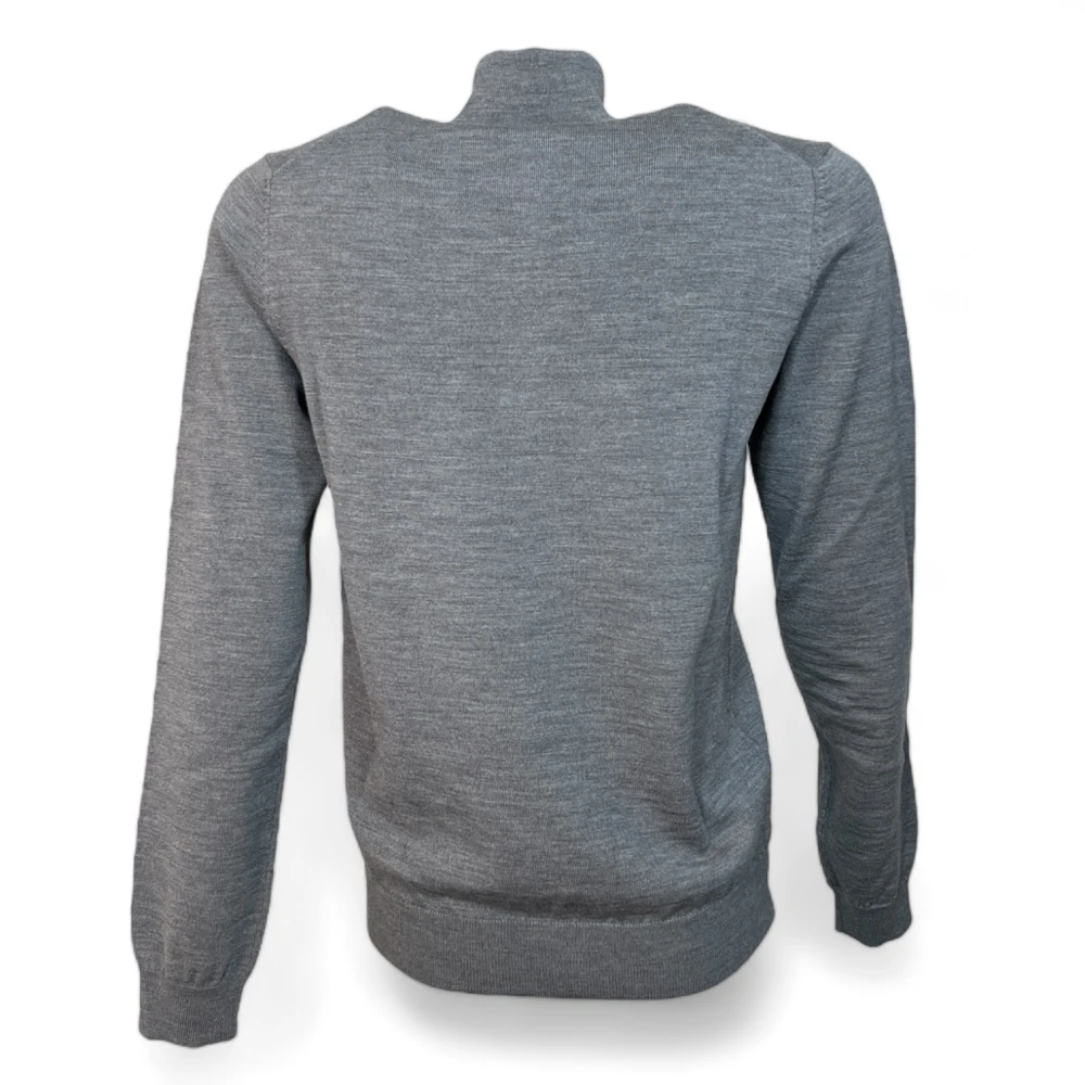 Hugo Boss Heren Fijngebreide Trui met Troyer Kraag Gray Heren