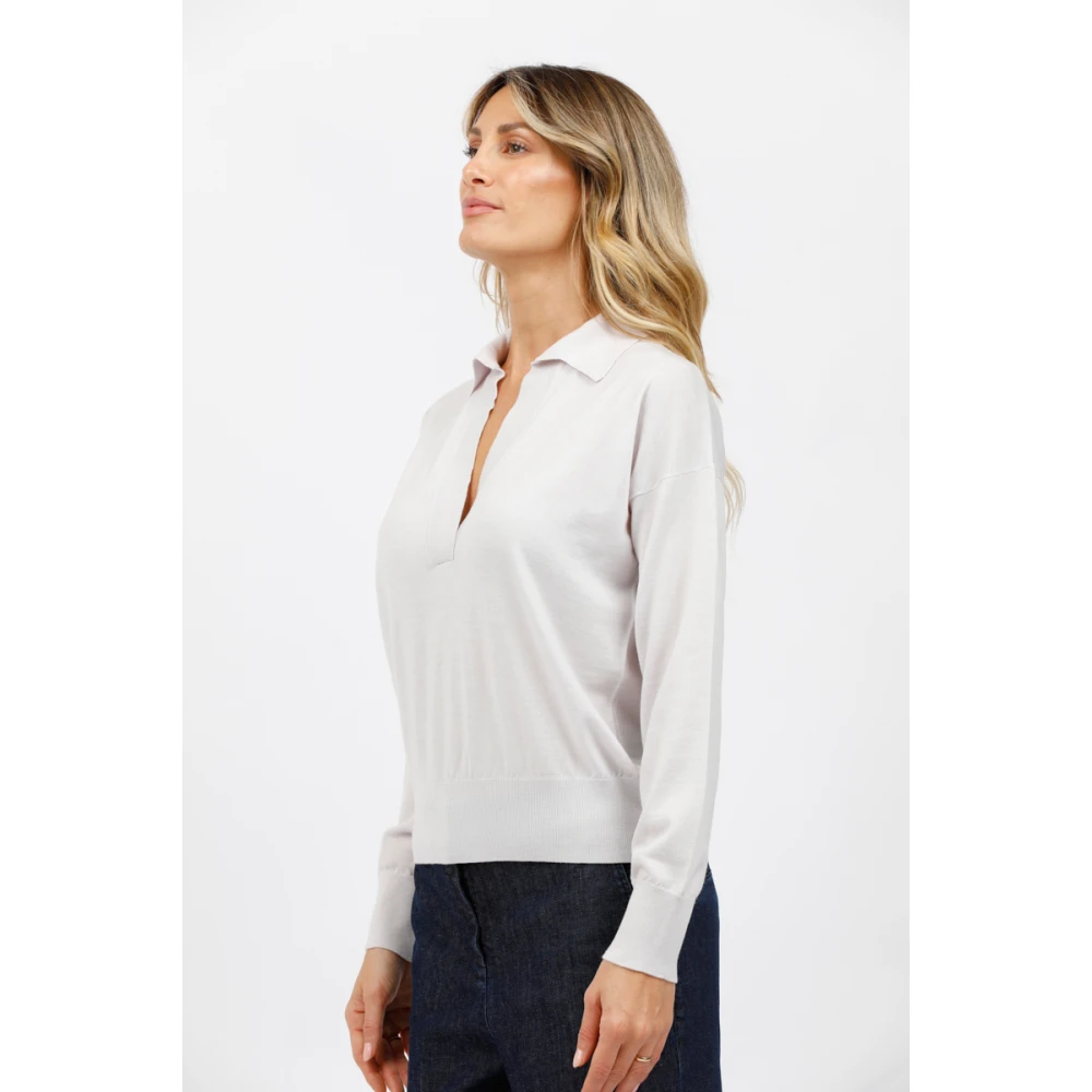 Alpha Studio Polo met wijde hals Gray Dames