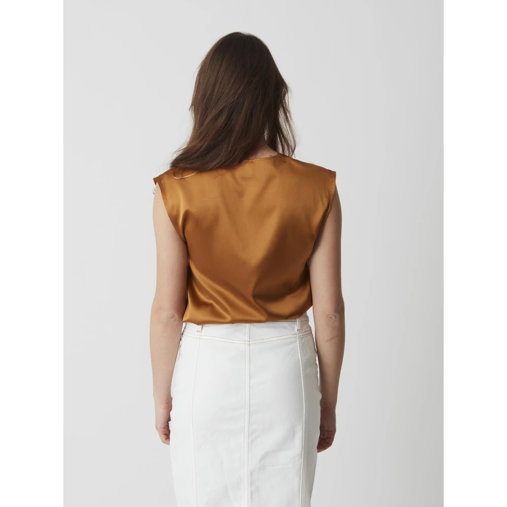 pinko Luxe Satin Stretch Top Brown Dames