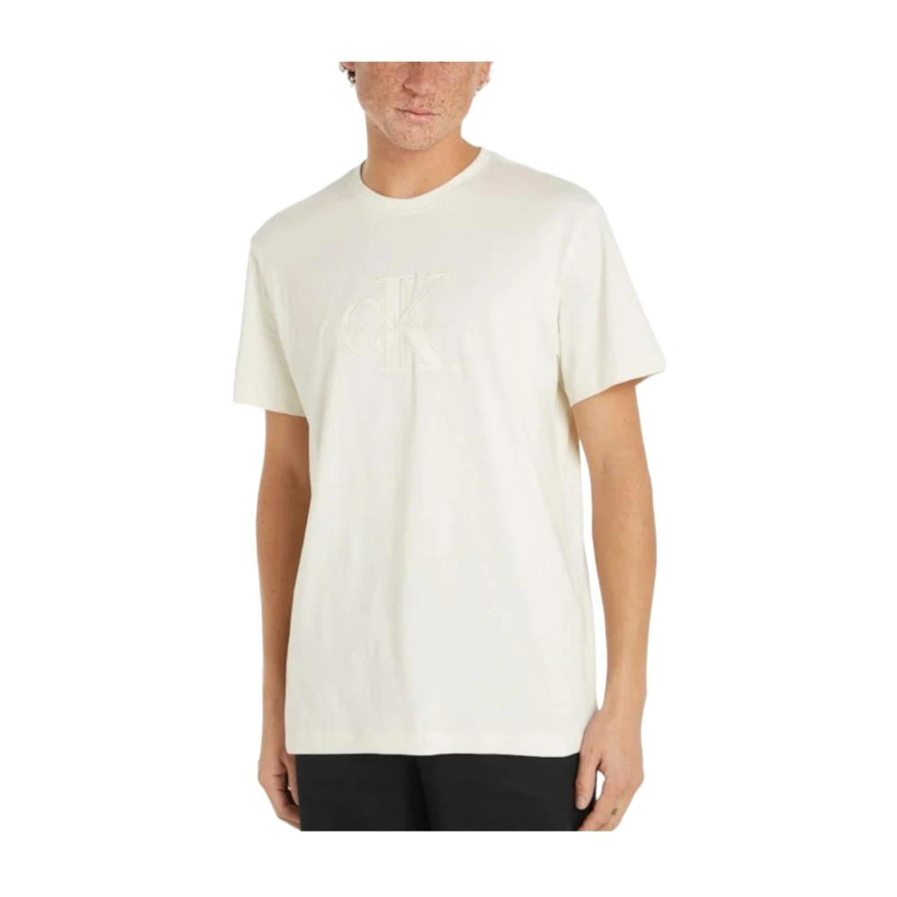 Calvin Klein Men's Beige Minimalist Monologo Tee