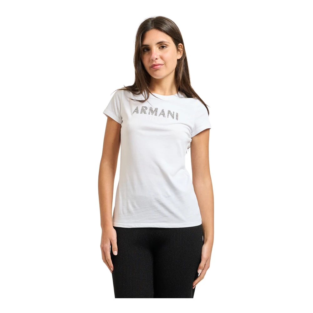 Armani Exchange Vrouw Wit Slim Fit Katoenen T-Shirt