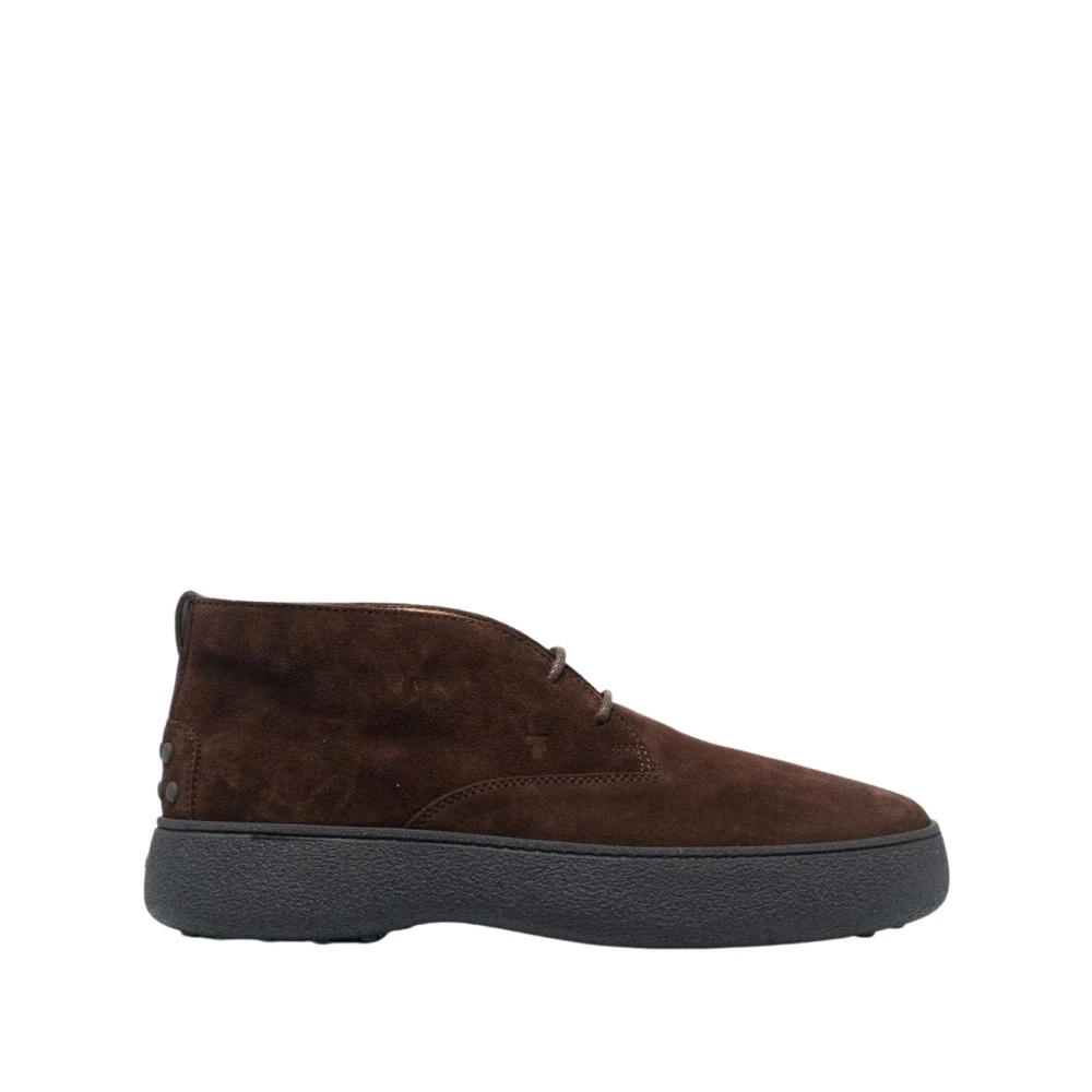 TOD'S Bruine Suède Veterschoenen Brown Heren