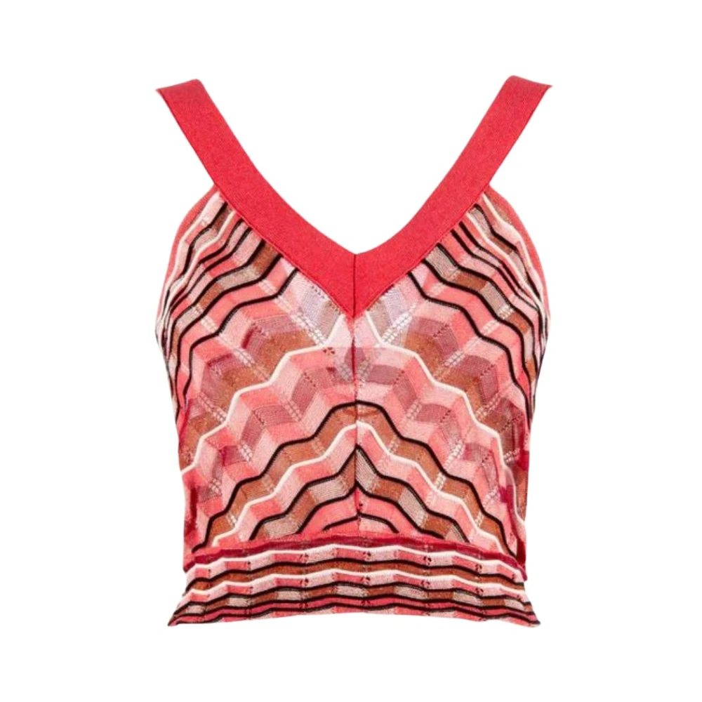 Nenette Gekleurde Gebreide Zigzag Top Red Dames