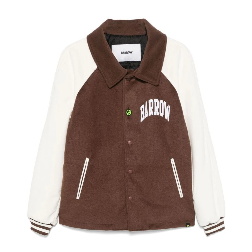 Barrow Bruine Twill Varsity Jack met Logo Brown Heren