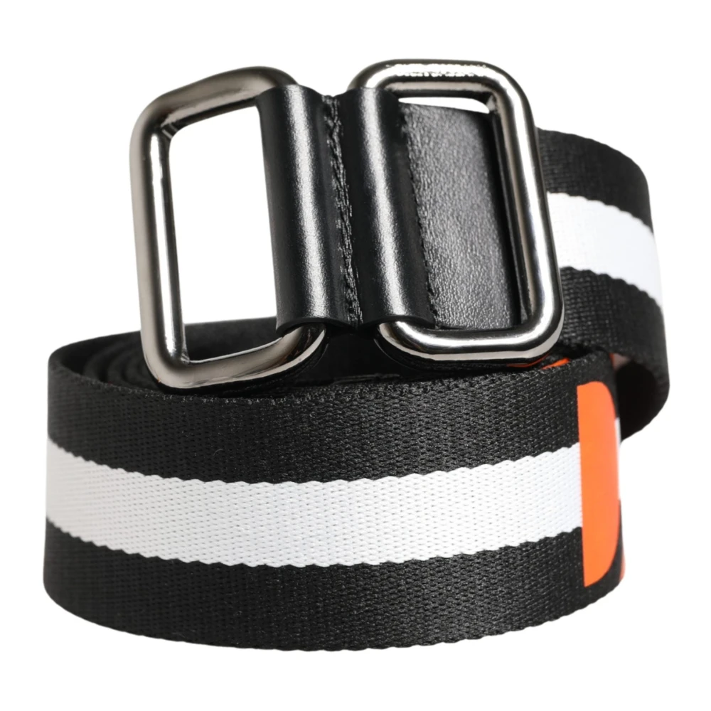 Dolce & Gabbana Black Nylon Logo Metal Buckle Belt - Male - Belts - One Size - Accessories