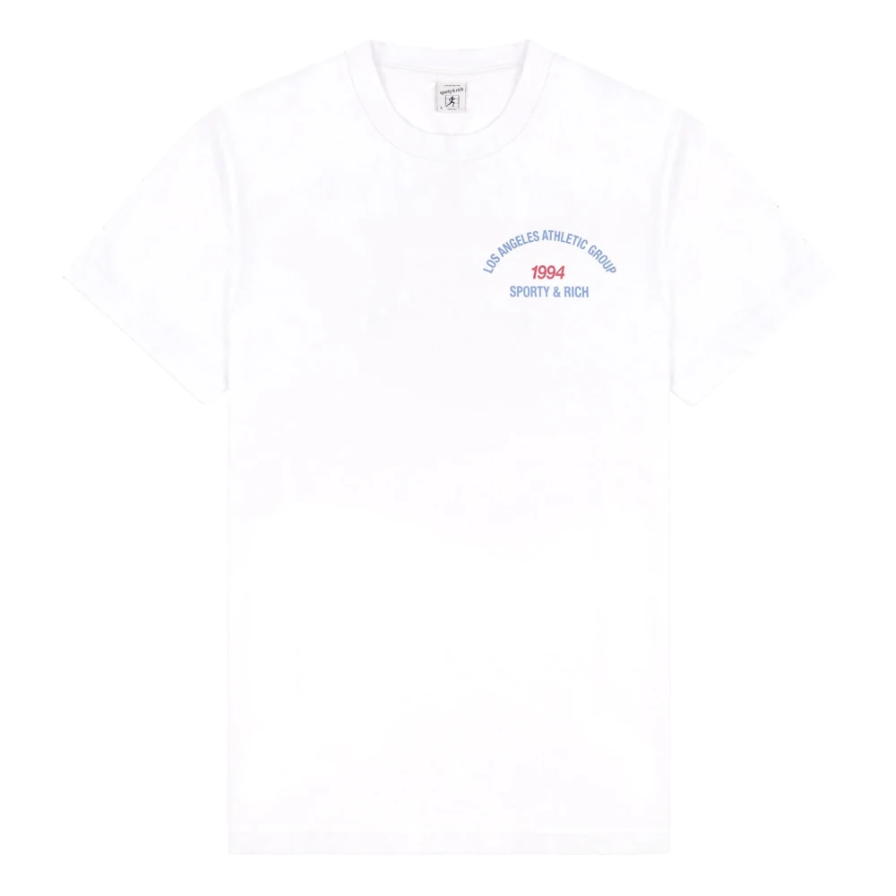 Sporty & Rich Wit Katoenen Athletic Group T-Shirt White Heren