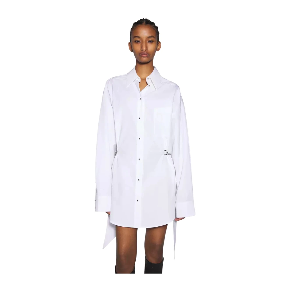 Mugler Witte Overmaatse Klassieke Kraag Jurk White Dames