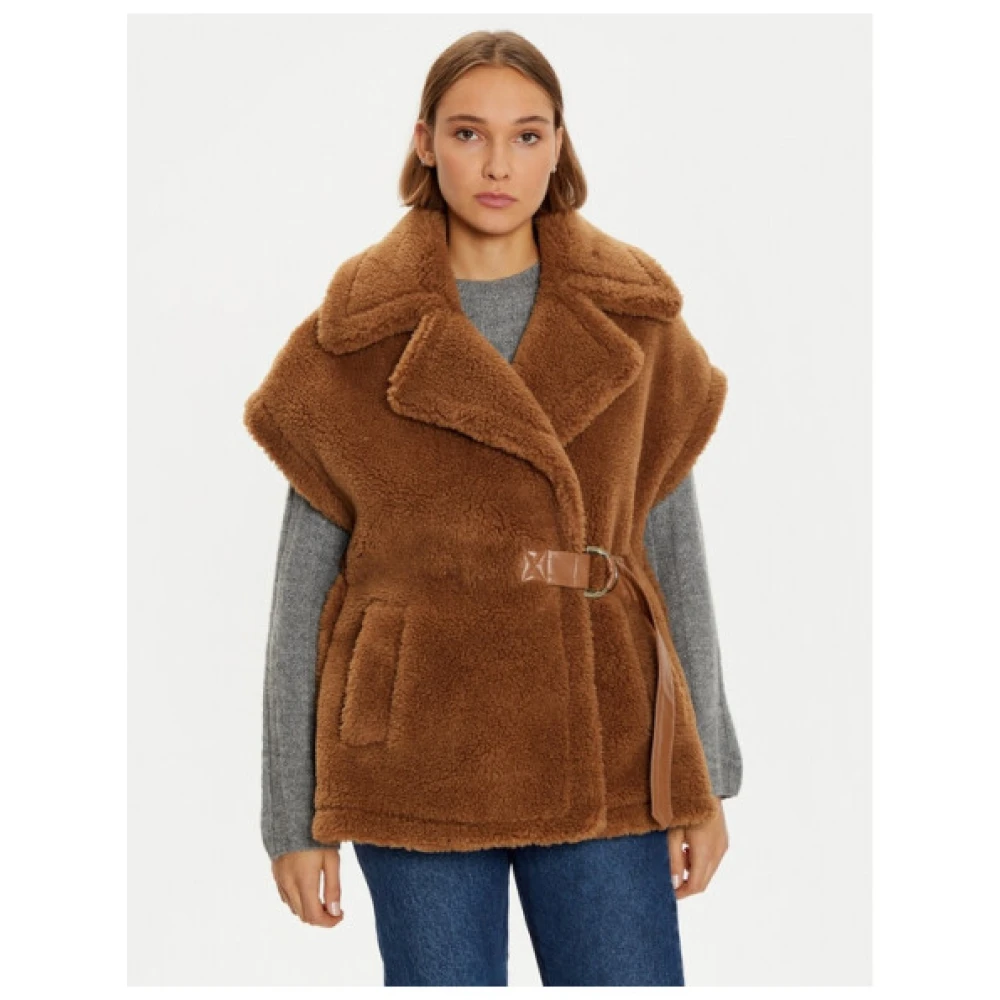 Liu Jo Wollen Cape met Brede Kraag Brown Dames