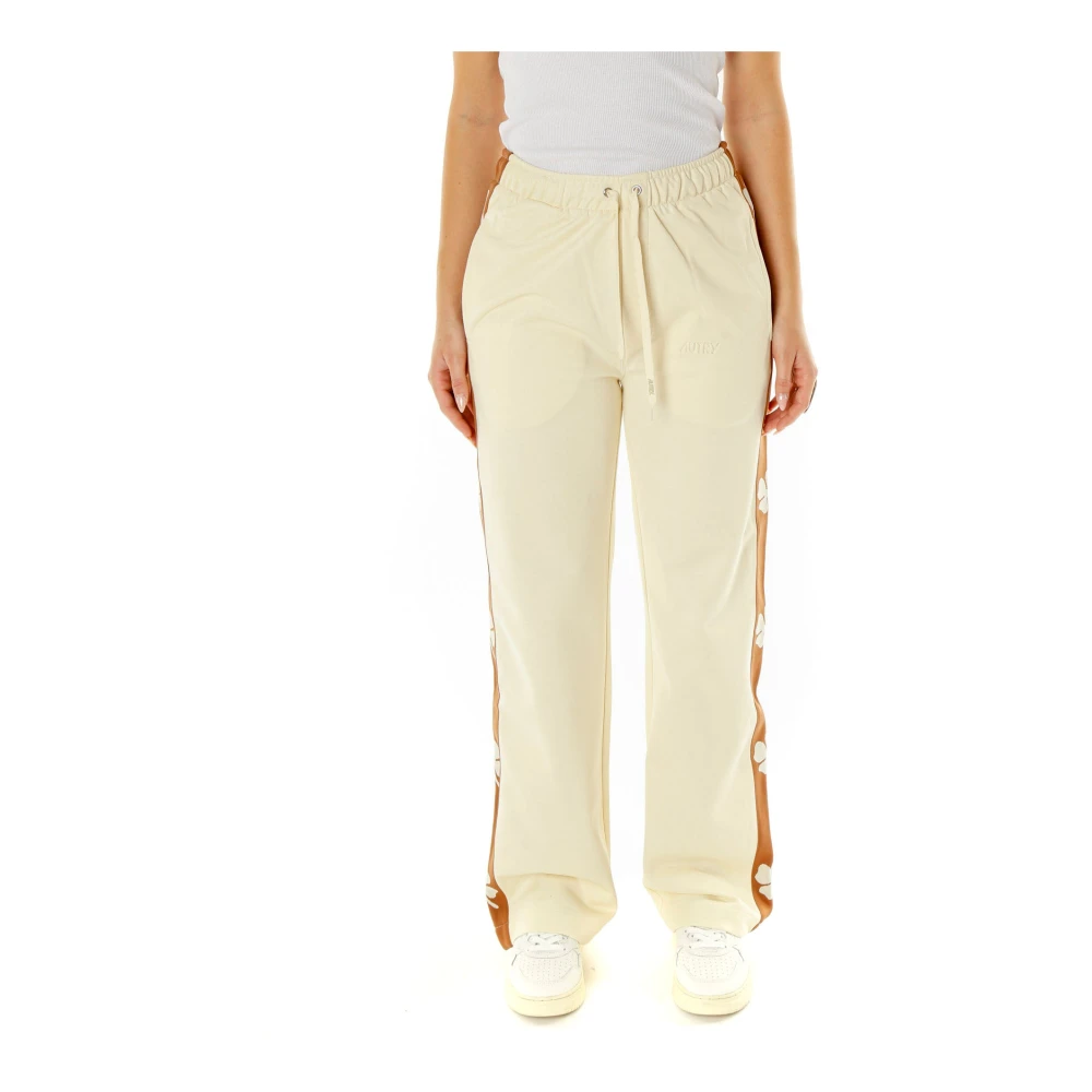 Autry Women's Beige Cloverleaf Jogger Trousers - Wide Trousers - M - Trousers