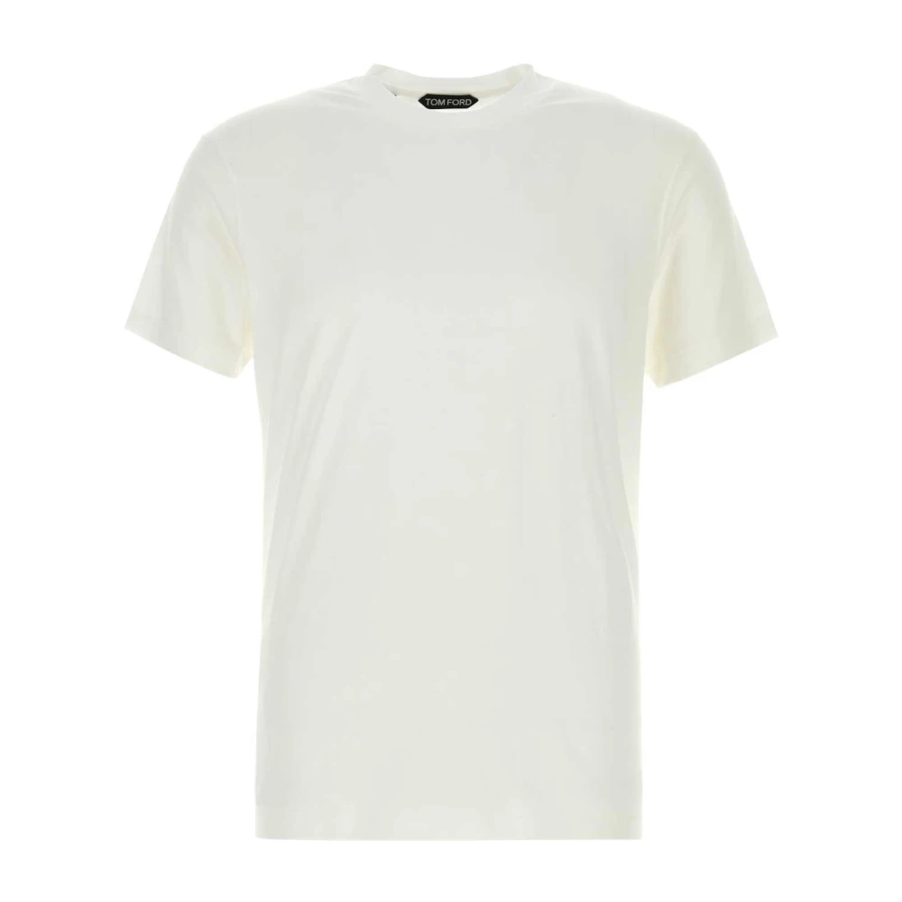 Tom Ford White T-Shirts, Male, Xl, Lyocell Cotton Crew Neck T-Shirt
