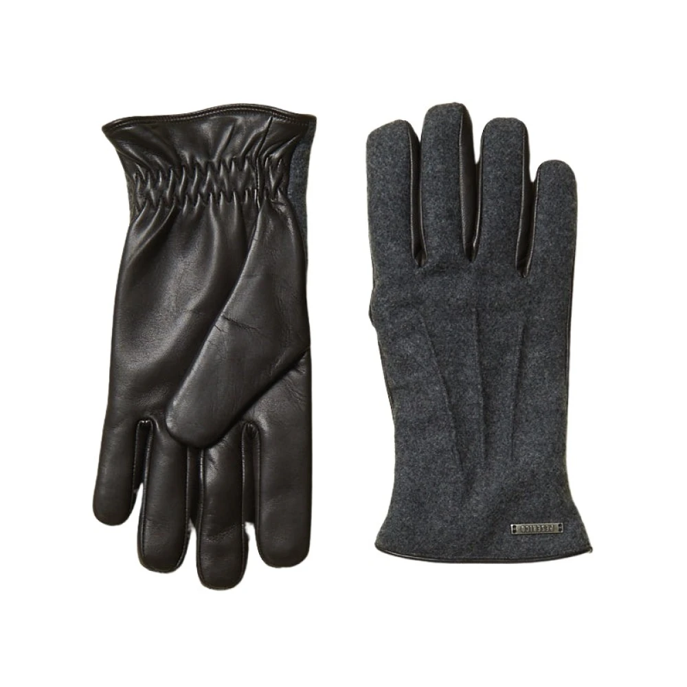 PESERICO Echte leren wol en kasjmier handschoenen Gray Unisex